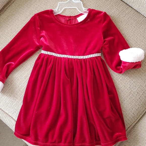 red velvet dress with white fur trim